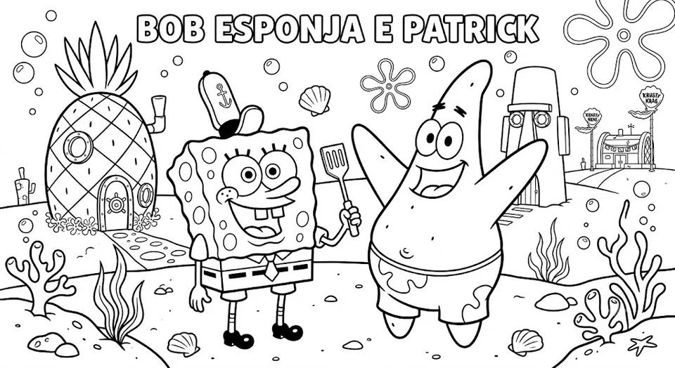 Desenho Bob Esponja e Patrick para colorir e imprimir