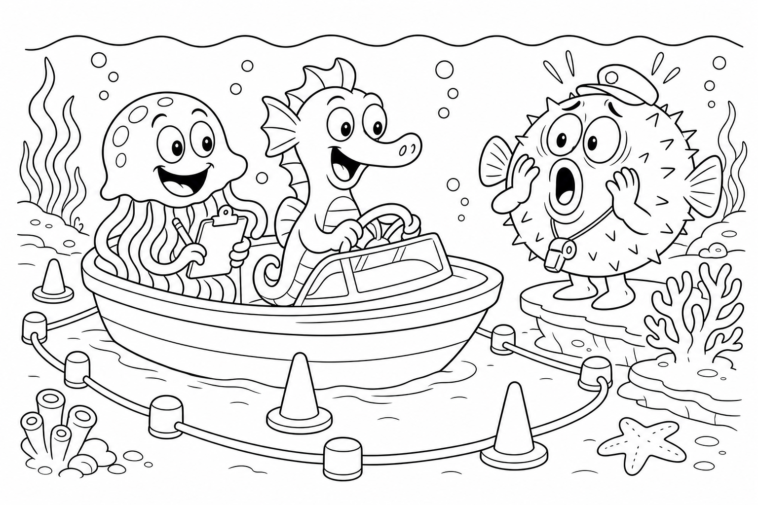 Bob Esponja e Patrick na escola de pilotagem para colorir e imprimir