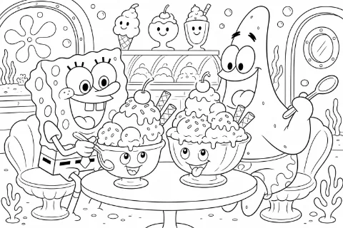 Bob Esponja e Patrick no goofy goober para colorir e imprimir
