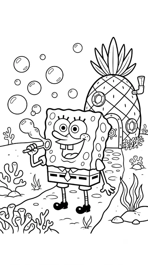 Desenho do Bob Esponja sorrindo para colorir e imprimir