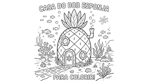 Desenho de Casa do Bob Esponja para colorir e imprimir