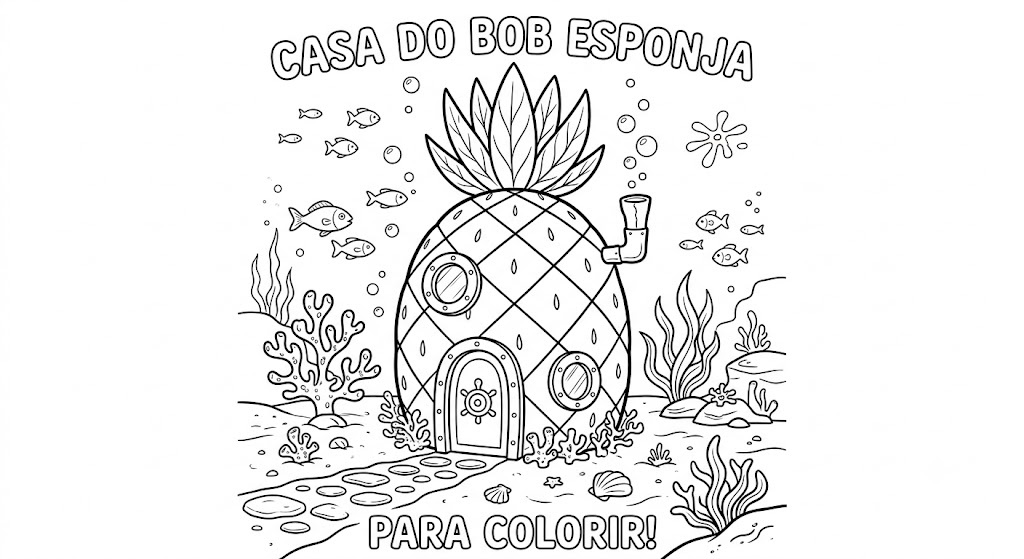 Desenho de Casa do Bob Esponja para colorir e imprimir