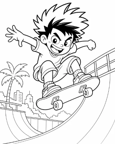Cascão andando de skate para colorir e imprimir