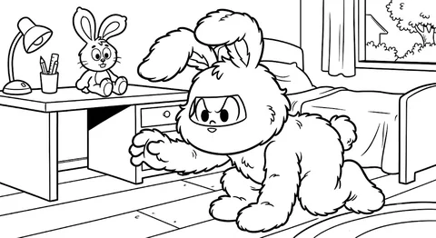 Desenho para colorir e imprimir do Cebolinha vestido de coelho.
