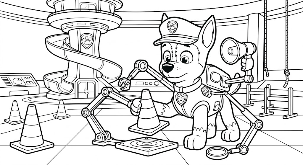 Chase Patrulha Canina na sua base para colorir e imprimir