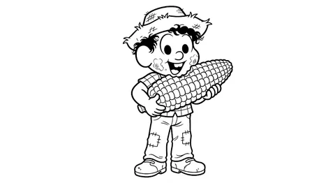 Desenho de Chico Bento comendo milho, um desenho para colorir e imprimir.
