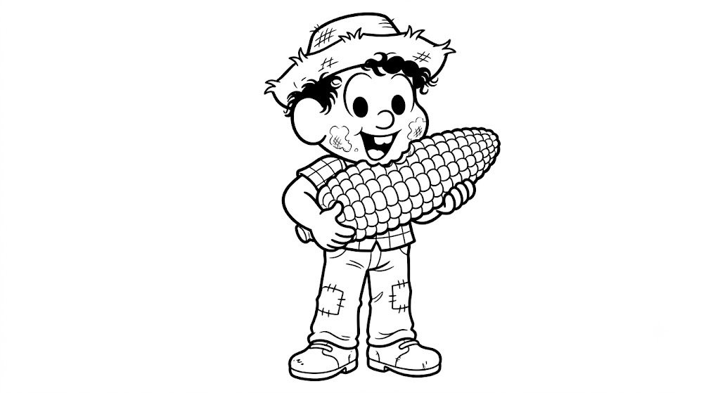 Desenho de Chico Bento comendo milho, um desenho para colorir e imprimir.