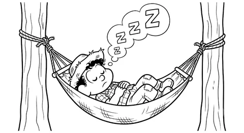 Desenho de Chico Bento dormindo na rede, um desenho para colorir e imprimir.