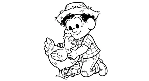 Desenho de Chico Bento e a galinha, um desenho para colorir e imprimir.