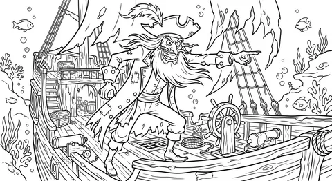 Desenho de Holandês Voador para colorir e imprimir