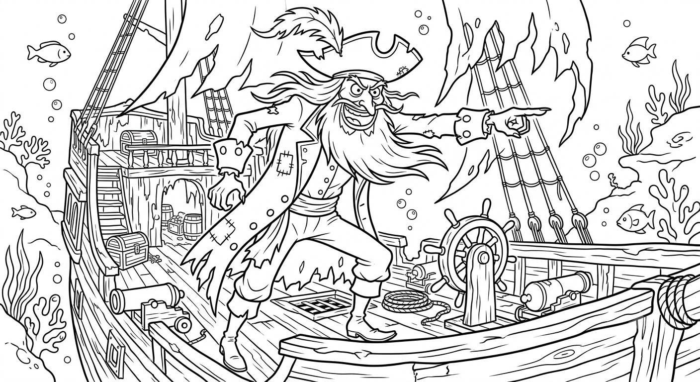 Desenho de Holandês Voador para colorir e imprimir