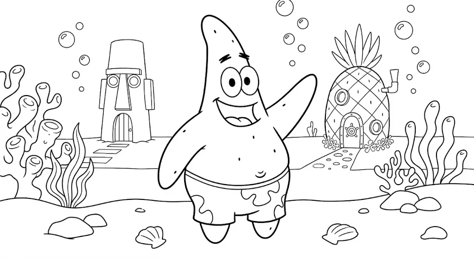 Desenho Patrick Estrela (Bob Esponja) para colorir e imprimir