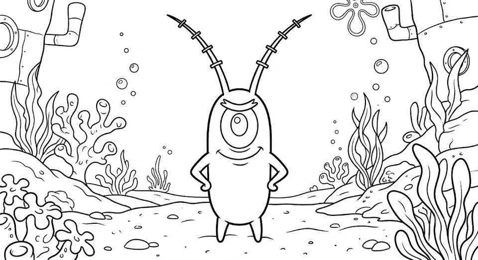Desenho Plankton (Bob Esponja) para colorir e imprimir